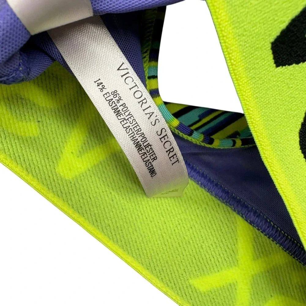 VSX Sport Womens Sports Bra Small Neon Green Purple Racerback Pullover Gym